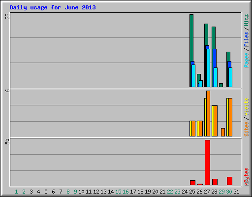 Daily usage for June 2013