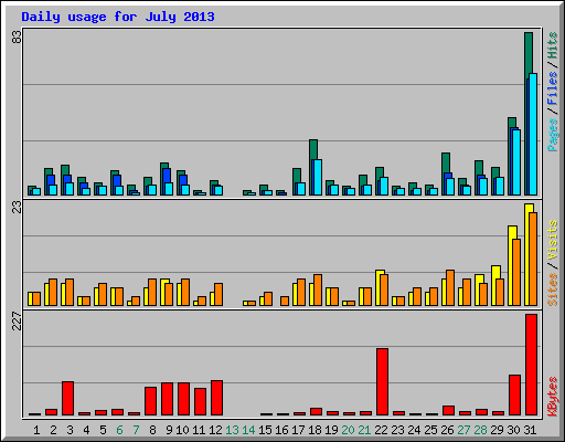 Daily usage for July 2013