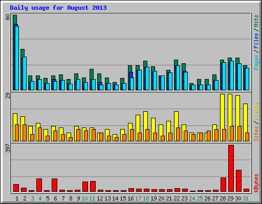 Daily usage for August 2013