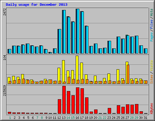 Daily usage for December 2013
