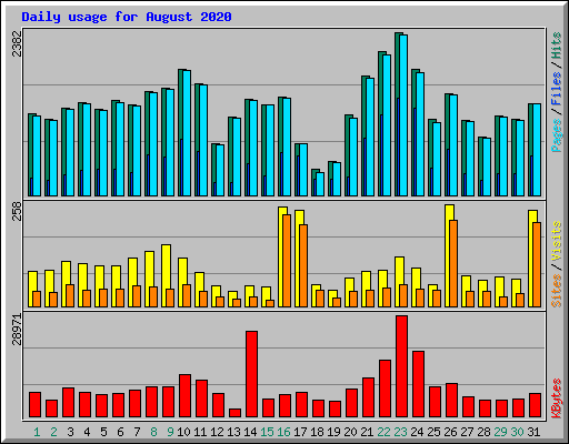 Daily usage for August 2020