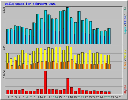 Daily usage for February 2021