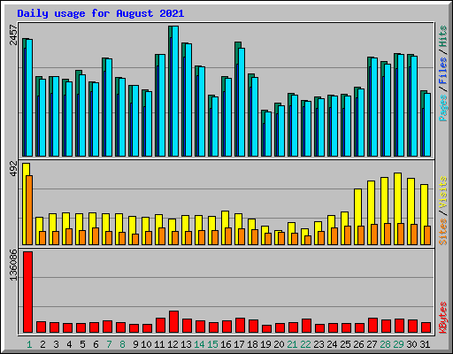 Daily usage for August 2021
