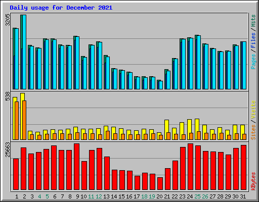 Daily usage for December 2021