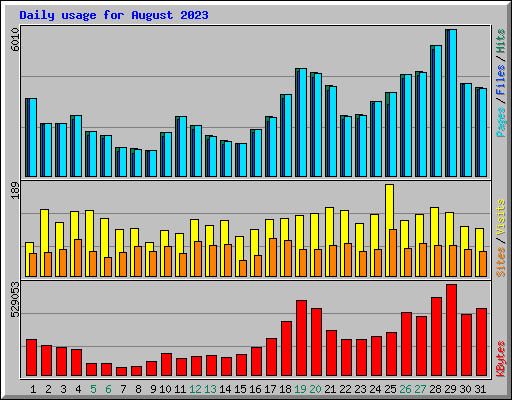 Daily usage for August 2023