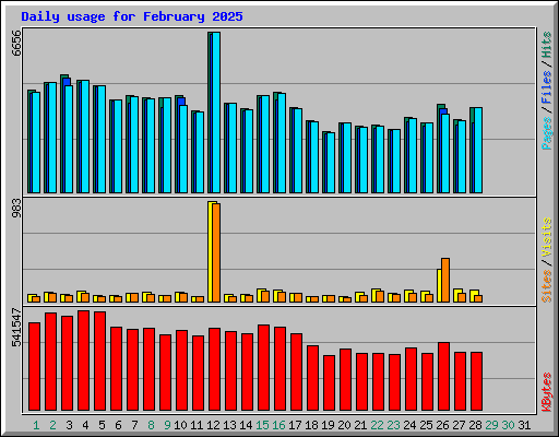 Daily usage for February 2025