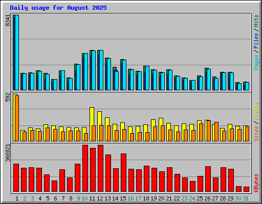 Daily usage for August 2025