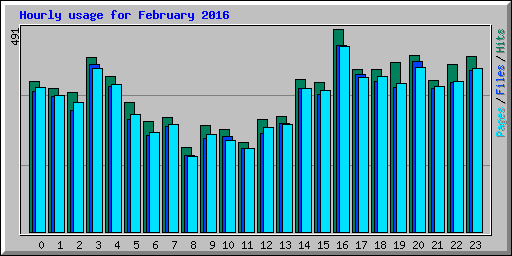 Hourly usage for February 2016