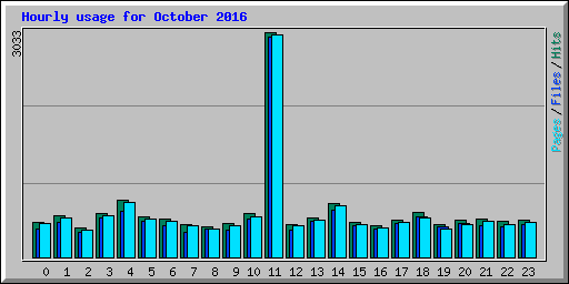 Hourly usage for October 2016